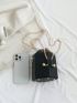 Mini Cartoon Embossed Bucket Bag Drawstring Design Chain Strap