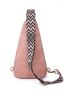 Mini Minimalist Sling Bag Zipper Pu Pink