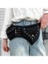 Fashion Women Retro Waist Bag Rivet Decor Crossbody Chest Bag Multi-Functional