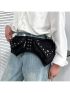 Fashion Women Retro Waist Bag Rivet Decor Crossbody Chest Bag Multi-Functional