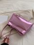 Pink Metallic Glossy Funky Style Buckle Decorated Hobo Bag