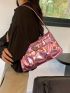 Pink Metallic Glossy Funky Style Buckle Decorated Hobo Bag