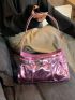 Pink Metallic Glossy Funky Style Buckle Decorated Hobo Bag