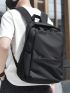 Black Unisex Ruched Functional Backpack