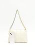 White Square Bag Minimalist Quilted Detail Chain PU