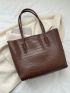 Small Shoulder Tote Bag Crocodile Embossed Elegant Double Handle