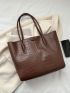 Small Shoulder Tote Bag Crocodile Embossed Elegant Double Handle