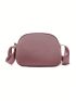 Small Dusty Pink Square Bag Fashionable Patch Decor Zipper Nylon