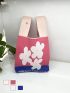 Floral & Slogan Graphic Crochet Bag Double Handle Casual