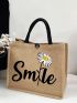 Letter & Flower Graphic Shopper Bag