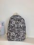 Letter Graphic Classic Backpack Zip Front Preppy