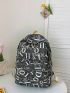 Letter Graphic Classic Backpack Zip Front Preppy