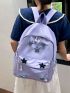 Star Decor Classic Backpack Polyester Preppy Zip Front