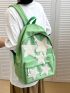 Star Patch Decor Classic Backpack Acrylic Preppy Green