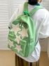 Star Patch Decor Classic Backpack Acrylic Preppy Green