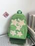 Star Patch Decor Classic Backpack Acrylic Preppy Green