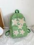 Star Patch Decor Classic Backpack Acrylic Preppy Green