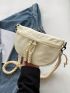 Zip Front Fanny Pack Beige Casual