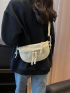 Zip Front Fanny Pack Beige Casual