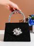 Glitter Square Bag Rhinestone Decor Glamorous