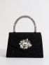 Glitter Square Bag Rhinestone Decor Glamorous