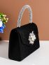 Glitter Square Bag Rhinestone Decor Glamorous