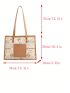 Fashionable Shoulder Tote Bag Letter Graphic Double Handle PU