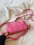 Mini Square Bag Braided Detail Flap Adjustable Strap PU Fashionable