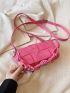 Mini Square Bag Braided Detail Flap Adjustable Strap PU Fashionable