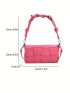 Mini Square Bag Braided Detail Flap Adjustable Strap PU Fashionable