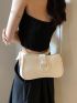 Small Baguette Bag Litchi Embossed Elegant Adjustable-strap