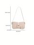 Small Baguette Bag Litchi Embossed Elegant Adjustable-strap