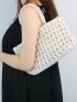 Hollow Out Crochet Bag White Double Handle For Vacation