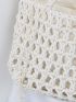 Hollow Out Crochet Bag White Double Handle For Vacation