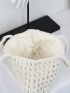 Hollow Out Crochet Bag White Double Handle For Vacation