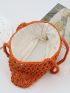 Hollow Out Design Straw Bag Double Handle Vacation Style