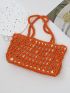 Hollow Out Design Straw Bag Double Handle Vacation Style