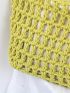 Hollow Out Crochet Bag Green Double Handle For Vacation