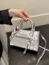 Mini Square Bag Crocodile Embossed Metallic PU For Daily Life