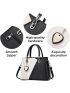I IHAYNER Womens Leather Handbags Purse Top-handle Bags Contrast Color Stitching Totes Satchel Shoulder Bag for Ladies