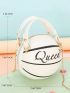 Mini Letter Graphic Circle Bag Double Handle White