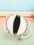 Mini Letter Graphic Circle Bag Double Handle White