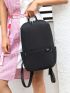 Letter Graphic Classic Backpack Small Zipper Black