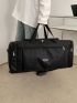 Patch Detail Travel Bag Polyester Black Oversized For Travel