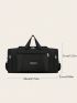 Patch Detail Travel Bag Polyester Black Oversized For Travel