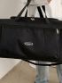 Patch Detail Travel Bag Polyester Black Oversized For Travel